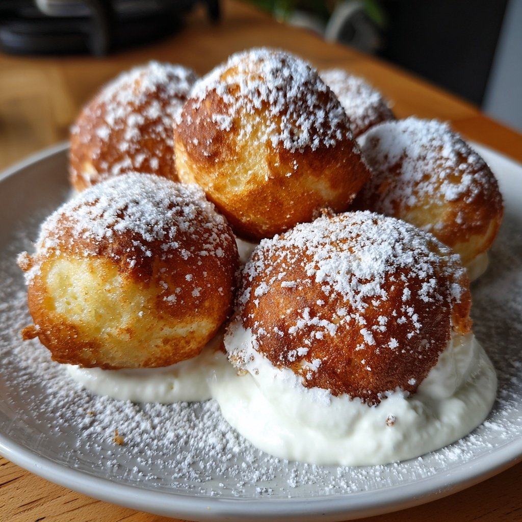 Quarkbällchen mit Vanillejoghurt