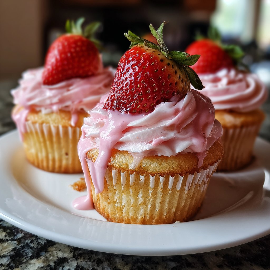 Cupcakes mit Erdbeerfrosting