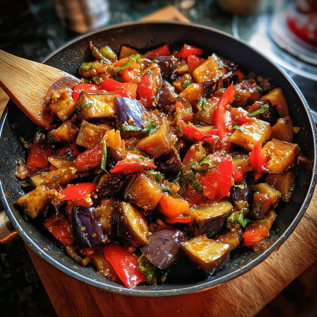 Vegetarische Auberginen Pfanne