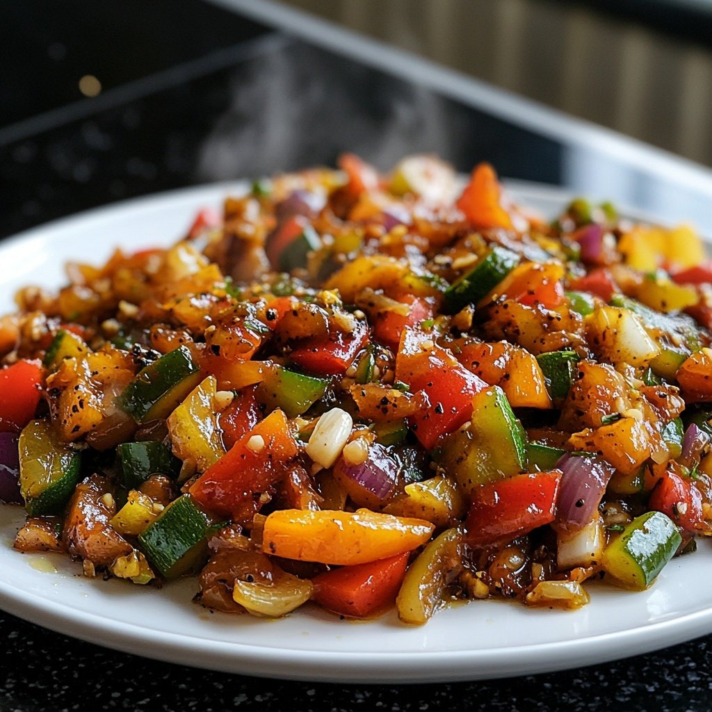 Gemüsepfanne mit Knoblauch